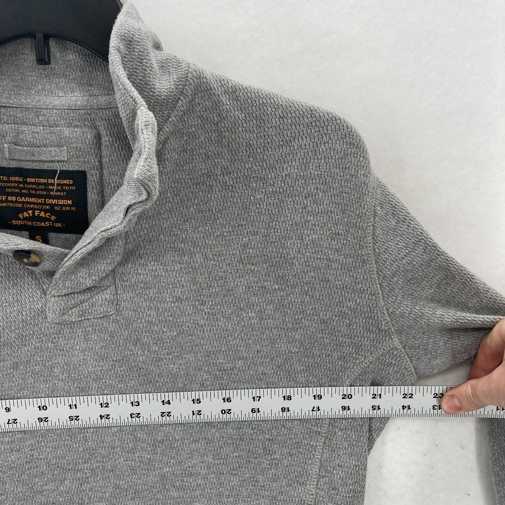 Fat Face UK Henley Pullover Sweater Mens Small Gray Knit Long Sleeve Casual Camp - Picture 7 of 11